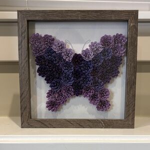 Shadow Box with Purple Butterfly Rolled Paper Flowers